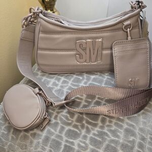 Steve Madden Bzoia Shoulder Bag with Crossbody & Airpods Case Shroom Color NWT